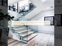 Настраиваемые лестничные перила Заграждение из закаленного стекла для внутренней лестничной балюстрады
