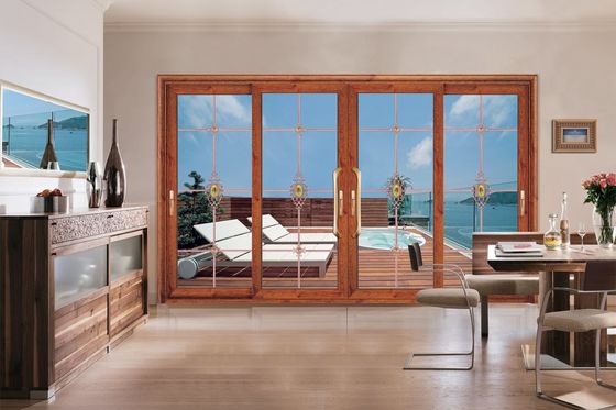 Устойчивость к тайфунам 2 мм толстые алюминиевые скользящие двери с закаленным стеклом