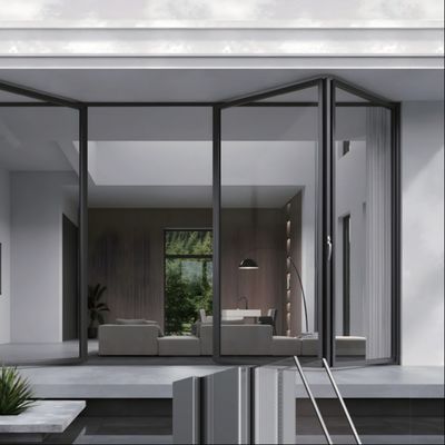 Механизм безопасности блокировки Алюминиевые складывающиеся стеклянные двери серебряного/белого/черного цвета/настраиваемые для образовательных учреждений