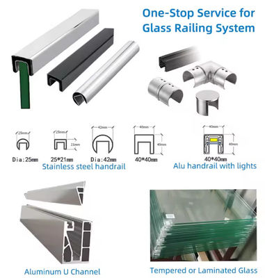 Стеклянная балюстрада Lamel U Channel, установленная сверху с ламинированным стеклом