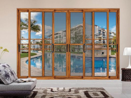 Прочные толстые алюминиевые стеклянные двери с горизонтальным стилем открытия