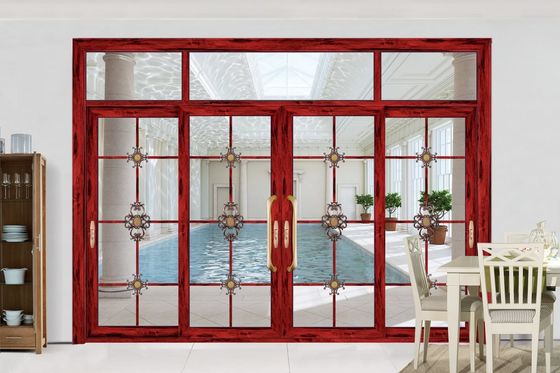 Двойная стеклянная алюминиевая раздвижная дверь Устойчивость к ураганам Многосдвижная стеклянная дверь