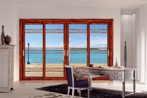 Устойчивость к тайфунам 2 мм толстые алюминиевые скользящие двери с закаленным стеклом