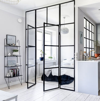 Балконы Двухлистные алюминиевые двери с фасадом Ламинированное закаленное стекло