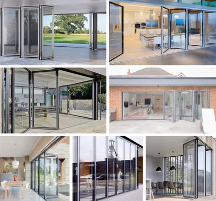 Энергоэффективность Алюминиевые складные двери толстый профиль стеклянные складные двери