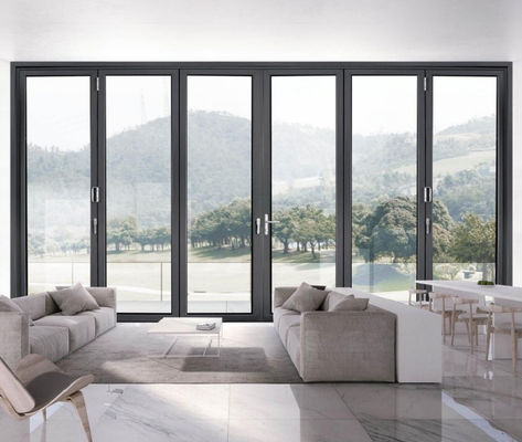 Настраиваемый дом Алюминиевые складные двери Ламинированное стекло с запираемой ручкой