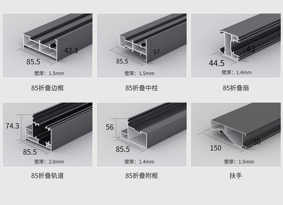 Гладкие складывающиеся серые алюминиевые двустворчатые двери, устойчивые к ураганам