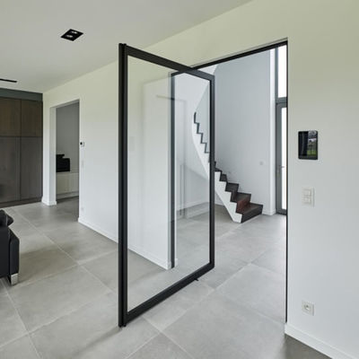 Устойчивые к ураганам Алюминиевые вращательные двери Затемненное стекло Передняя дверь