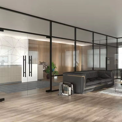 Современная звукозащищенная стеклянная перегородка с алюминиевым каркасом с порошковым покрытием