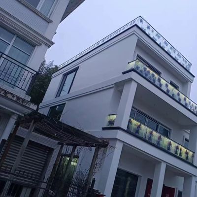 Синий алюминиевый стеклянный перила 10 мм толщины безрамочный стеклянный балюстрад
