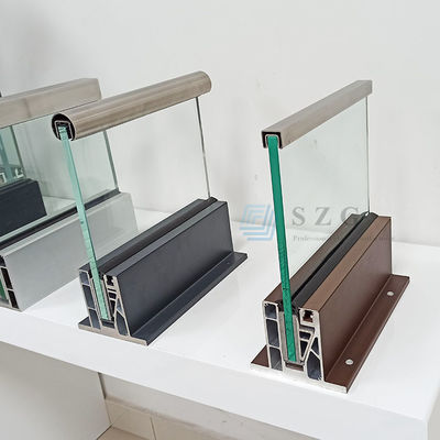 Светодиодный светодиодный стеклянный балюстрад Алюминиевый современный перила дизайны без рамы закаленное стекло наружные перила балкона