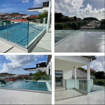 Цветные светодиодные лампы U-канала стеклянные перила с 8-16 мм ламинированным стеклом и более чем 5-летней гарантией