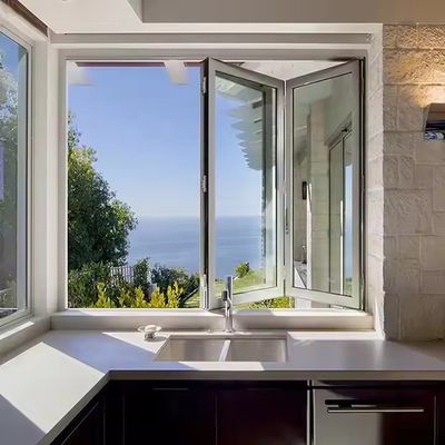 1.5 мм Алюминиевые складывающиеся окна Долговечные с горизонтальным складывающимся узором и анодированной отделкой рамы