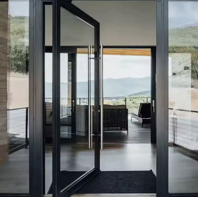 Y/N Алюминиевые вращающиеся двери с защитой от насекомых с двойным закаленным прозрачным стеклом и магнитным замком
