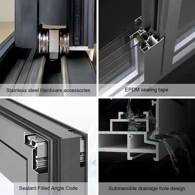 Тяжелая белая рама Алюминиевое стекло Двухслойная крыльцо Сдвижная дверь