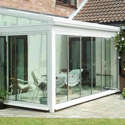 Безрамная складная дверь с двойным остеклением, раздвижная стеклянная дверь для патио