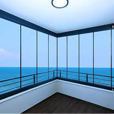 Сдвижная без рамы складная стеклянная дверь с занавеской, балконная перегородка