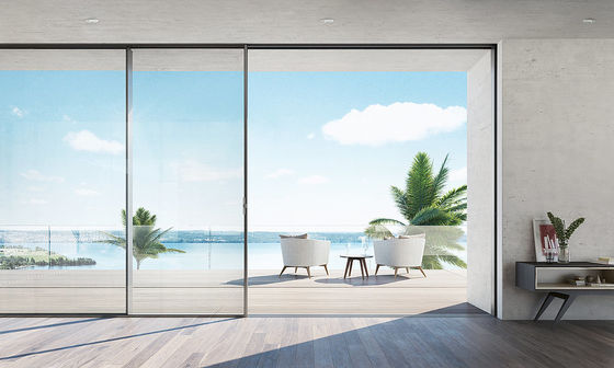 Раздвижная дверь с алюминиевой рамой, дверь с панелью из закаленного двойного стеклопакета