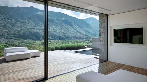 Раздвижная дверь с алюминиевой рамой, дверь с панелью из закаленного двойного стеклопакета