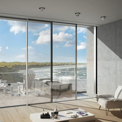 Раздвижная дверь с алюминиевой рамой, дверь с панелью из закаленного двойного стеклопакета