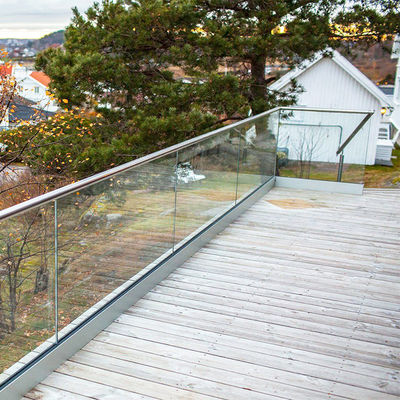 12 мм толщины светодиодный доступный U-канальный стеклянный перила для композитных покрытий без рамы стеклянной балюстрады