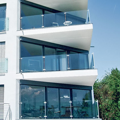Aluminum Flat Curved Frameless Building Glass Panel Balcony Balustrade Handrail System